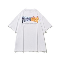 THRASHER 투톤 플레임 반팔 티셔츠 화이트