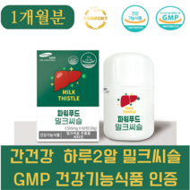 간건강 하루2알 파워푸드 밀크시슬 GMP인증 500mg 60정 1개월분 건강기능식품, 하루2알 60정 1개월분