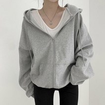 [예쁨시전] 여성 루즈핏 후드 반집업 캐주얼 데일리