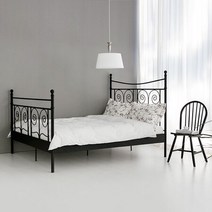 마켓비 NORESUND 철제 퀸 침대 스틸 침대프레임 Q 매트리스, 에그화이트