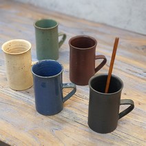 토판 핸드메이드 도자기 예쁜 롱 머그컵 카페머그 선물용 커피머그잔250ml, 블루