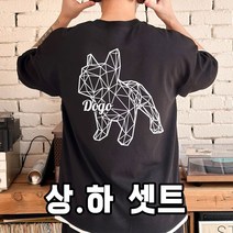 (레이어드) 도고 불독 반팔티 + 반바지 상.하 셋트 빅사이즈 오버핏_미라클