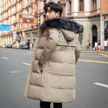 2022롱패딩 남성 겨울 자켓 플러스 롱 따뜻한 두꺼운 모피 후드 파카 코트 코튼 패딩 아웃웨어 복장 방풍