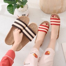 달밤마켓 라탄비치슬리퍼 스트라이프 왕골거실화 층간소음방지실내화 커플화 사무화, 230~235핑크35-36-MWBM01