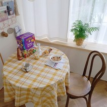 레인보우하우스 휘브체크식탁보 3colors, 브라운2인용