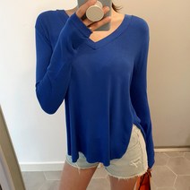 비비드글램 여리핏~ 실켓 브이넥 긴팔 티셔츠 7color 차르르