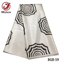 아프리카 브로케이드 프린팅 직물 반짝이고 재봉 의류 폴리에스테르 불투명 비탄성, BGB-59_3 x 1.5 yards