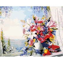 손으로 그린 diy 유화 장식 그림 아크릴 디지털 유화 DIY 유화 세트, PY3245 정원, 40*50cm 스트레치 내부 프레임 컬러 박스 포장