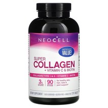 해외 3310001655 NeoCell (네오셀) NeoCell 슈퍼 콜라겐 비타민C 및 비오틴 함유 270정, One Color, One Size