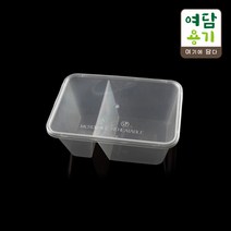 반찬포장용기 T-1000DS 2칸사각 투명 500개, Sk_32 - B0344 / 500개