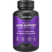 B 복합체로 강화된 Naturalis 실리마린 밀크 시슬 1300mg ampamp 아미노산 13-in-1 간 정화 해독 수리 필수 소프트젤 120정