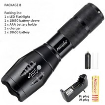 후레쉬 강력한 g700 손전등 cree xml t6 l2 led 알루미늄 방수 줌 캠핑, 패키지 b, xml-l2 주도