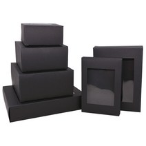선물 포장 박스 6Pcs 크래프트 종이 상자 창 결혼식 호의 쿠키 사탕 크리스마스 생일 파티 장식 용품, 10x10x5cm, 검은 색