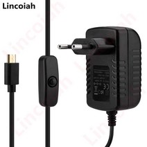 AC 100-240V DC 5 V 3A 전원 공급 장치 스위치 버튼 어댑터 충전기 마이크로 USB 포트 Volt for Raspberry Pi 3 모델 B plus, 5V 3A UK With button
