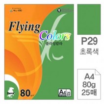 USF885934플라잉칼라 P29 초록색 A4 80g 복사용지 25매입 10개