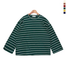 티데일리 꾸안꾸 단가라 티셔츠 여성 루즈핏 스트라이프 박스티 긴팔