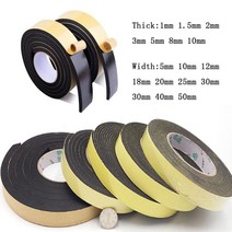 1-10mm 두꺼운 검은 색 폼 스폰지 고무 스트립 테이프 방수 단면 접착 방지 충돌 방지 창 및 도어 씰 스트립, 폭 12mm, 두께 1.5mm길이 5m