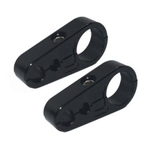 오토바이 자전거 크롬 블랙 25mm 1quot cnc 알루미늄 핸들 바 클러치 케이블 브레이크 라인 클램프 harley chopper bobber fit 1quot, 2피스 블랙