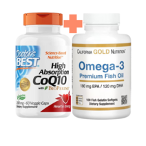 닥터스베스트 코엔자임 CoQ10 200mg 바이오페린함유 +캘리포나아골든뉴트리션 오메가3 2200mg 180EPA 120DHA 어린피쉬, CoQ10 60캡슐+오메가3 100소프트젤