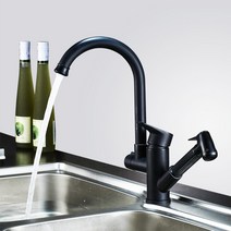 Kitchen Pull-Out Double Faucet Water Table Hot And Cold Water Faucet Specification: Wheel Bending Pull, 상세페이지 참조