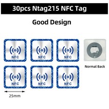NFC Ntag215 코인 태그 키 13.56MHz 개 NTAG 카드 라벨 RFID 초경량 레이블 mm 직경 라운드 박스, 06 30pcs Ntag215 HW