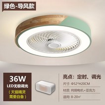 거실실링팬 천장선풍기 씰링팬 천정형선풍기 카페 조명 실링펜 스마트 침실 북유럽 5, 윈드 가이드 모델 Green-36w 무단 디밍 스