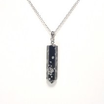 천연 설화석 6각 목걸이 obsidian pendant