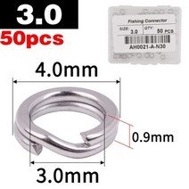 50pcs 304 스테인레스 스틸 커넥터 낚시 분할 반지 회전 3 #-8 # 더블 서클 라운드 스냅 루어 오픈 잉어 낚시 액세서리, 50 pcs, Size1