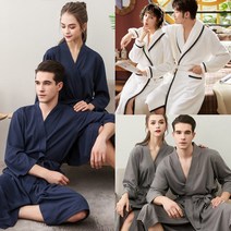 시원한 와플 사계절 여름 샤워가운 커플 목욕가운 호텔 사우나 바스로브 잠옷, 3XL, 그레이, 1개