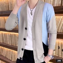가바바 남성 가디건 컬러 스티칭 니트 가을 스웨터 G56465