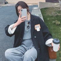 승무원면접복 여자면접복장 아나운서자켓 봄가을 느슨한 단색 블레이저 용 다목적 정장