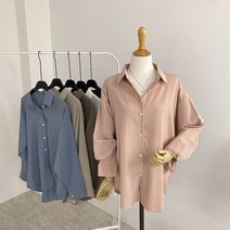 허니제이 / 로미온 카라 실키 여유핏 언발 롱 셔츠(6color)