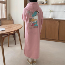미키 원피스 핑크 후드 롱원피스 여성 봄가을 원피스 겨울 홈웨어 오버핏