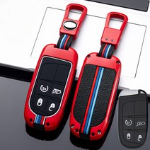 jiama지프 키 케이스그랜드체로키 레니게이드 컴패스 랭글러jeep 스마트 키 백 키 체인, 빨간색, 4개의 버튼