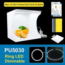 멀티 셋톱박스 PULUZ-미니 사진 스튜디오 2led 조명 박스 1100LM 사진 상자 조명 스튜디오 촬영 텐트 상, 04 30cm  Ring lightbox