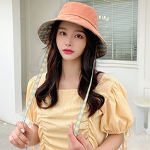 여성 골프 벙거지 모자 체크 체커보드 봄여름 가을 등산 여자 버킷햇, 핑크