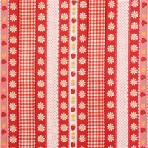 엔조이퀼트 캐릭터 빈티지 피드색 줄무늬 일본 수입 퀼트 원단 - 면20수 퀼트게이트 마가렛 앤 소피, 13.13A-레드