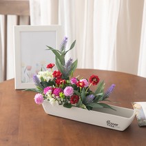 (+사은품)프리미엄 테이블 장식 센터피스 조화 수반 모음 꽃 인테리어 럭셔리 카페 소품 2, 13.로사리움찔레수반set 32cmP (+캔버스A), 1개