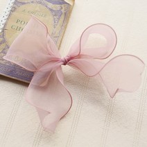 럭키밤비네 여아용 와이어 오간자 리본집게핀 3컬러