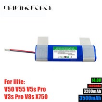 교체 보조 배터리 ILIFE V3s Pro V50 V5s V8s X750 로봇 진공 청소기 배터리 용 정품 14.8V 2600mah 350, 04 2800mAh