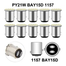 10 PCS P21/5W 1156 BA15S 방향 지시등 12V 3014 22SMD 7000K 흰색 빨간색 자동차 테일 후진 주차 브레이크, 03 Yellow, 02 10 PCS 1157