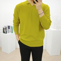 로니제이 남자 촉촉한 캐시미어 스판 오픈 카라 니트