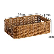 Z3JC 핸드메이드 등나무 모조 심플 간식바구니 주방수납바구니, 블랙 26*17*8cm