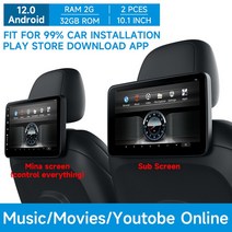 자동차모니터 차량용 영상플레이 11.6 quot업그레이드 안드로이드 12 자동차 TV 헤드레스트 모니터 태블릿 터치 스크린 PlayStore 다운로드 앱 온라인 영화 시청 HDMI, 02 1main and1 Sub