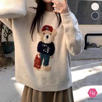 시크힐즈 귀여운 곰돌이 포인트 니트 티셔츠 00949