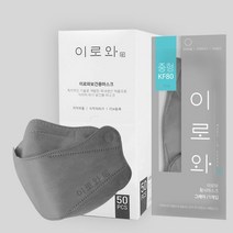 이로와 보건용 마스크 중형 KF80, 50매입, 1개, 그레이