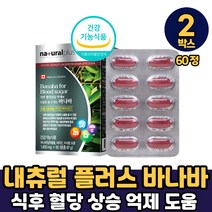 혈당앤바나바 크르솔산 바나바 잎 환 분말 가루 추출분말 추출물 영양제 식후혈당 혈당에좋은 혈당 혈관 혈행 관리 조절 케어 컨트롤 보조제 효능 캐나다 본사 직수입, 2박스, 내츄럴 바나바 x 60정