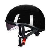 ILM 오토바이 하프 헬멧과 선실드 퀵 릴리즈 스트랩 페이스 피팅 크루저용 DOT 승인 883V (매트 블랙 XX-라지), Gloss Black, XX-Large