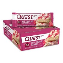 Quest Nutrition 카라멜 초콜릿 청크 단백질 바 12개 초콜릿만들기 선물용초콜릿 명품초콜릿 쵸코렛 간식, White Chocolate Raspberry, 12 Count (Pack of 1)