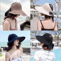 [앙상블] 프릴돌돌이리본 와이어 모자모자여름모자접이모자밀집모자밀집왕골